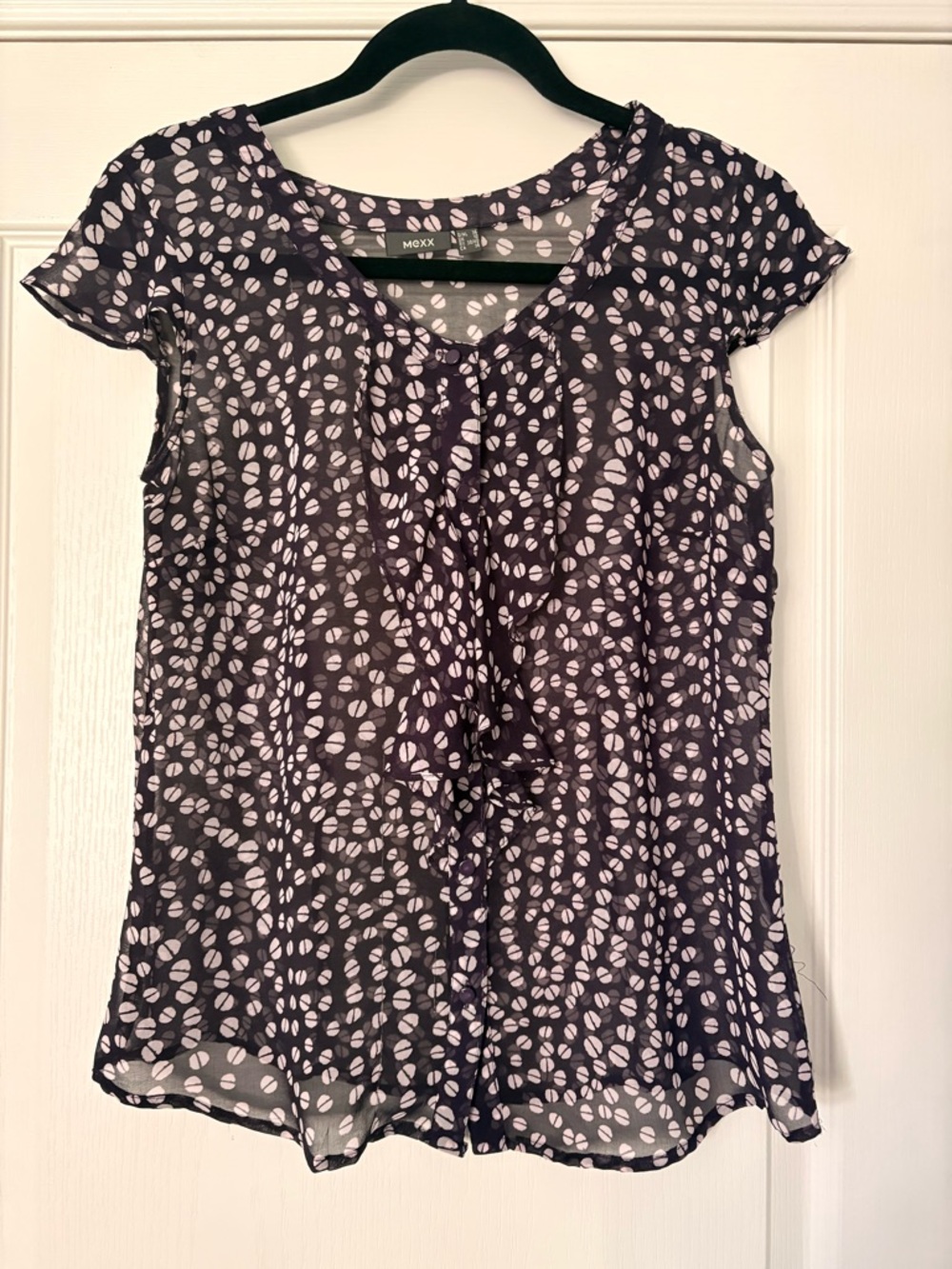 Mexx Women's Plum Short Sleeve Sheer Blouse